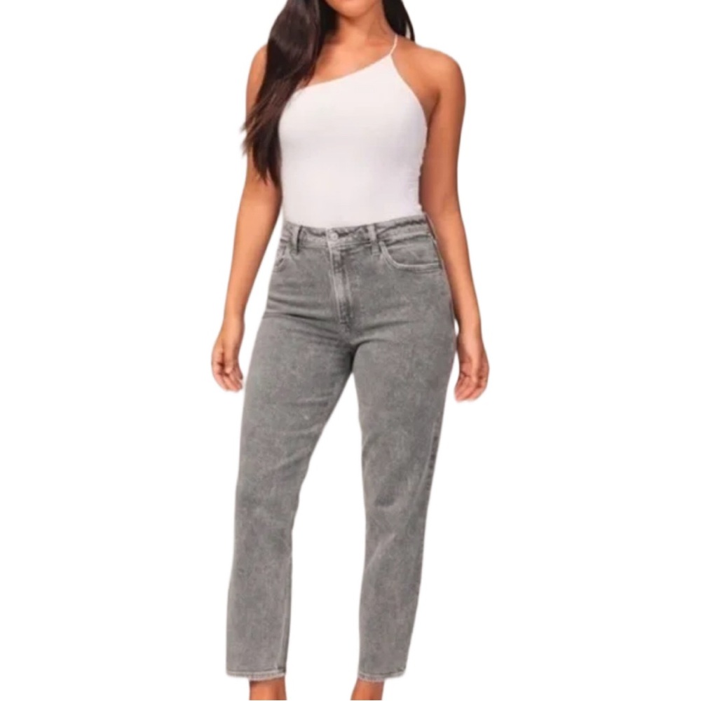 Abercrombie & Fitch The Mom High Rise Gray Jeans Size 16 ⭐️